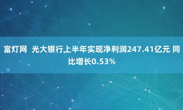 富灯网  光大银行上半年实现净利润247.41亿元 同比增长0.53%